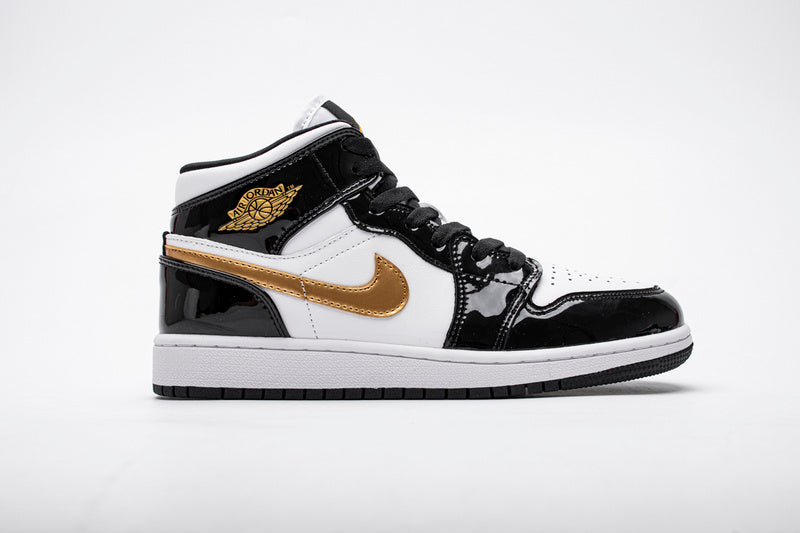 Air Jordan 1 Mid “Black Gold Patent Leather”