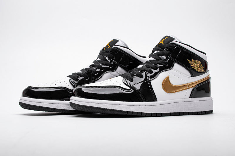 Air Jordan 1 Mid “Black Gold Patent Leather”